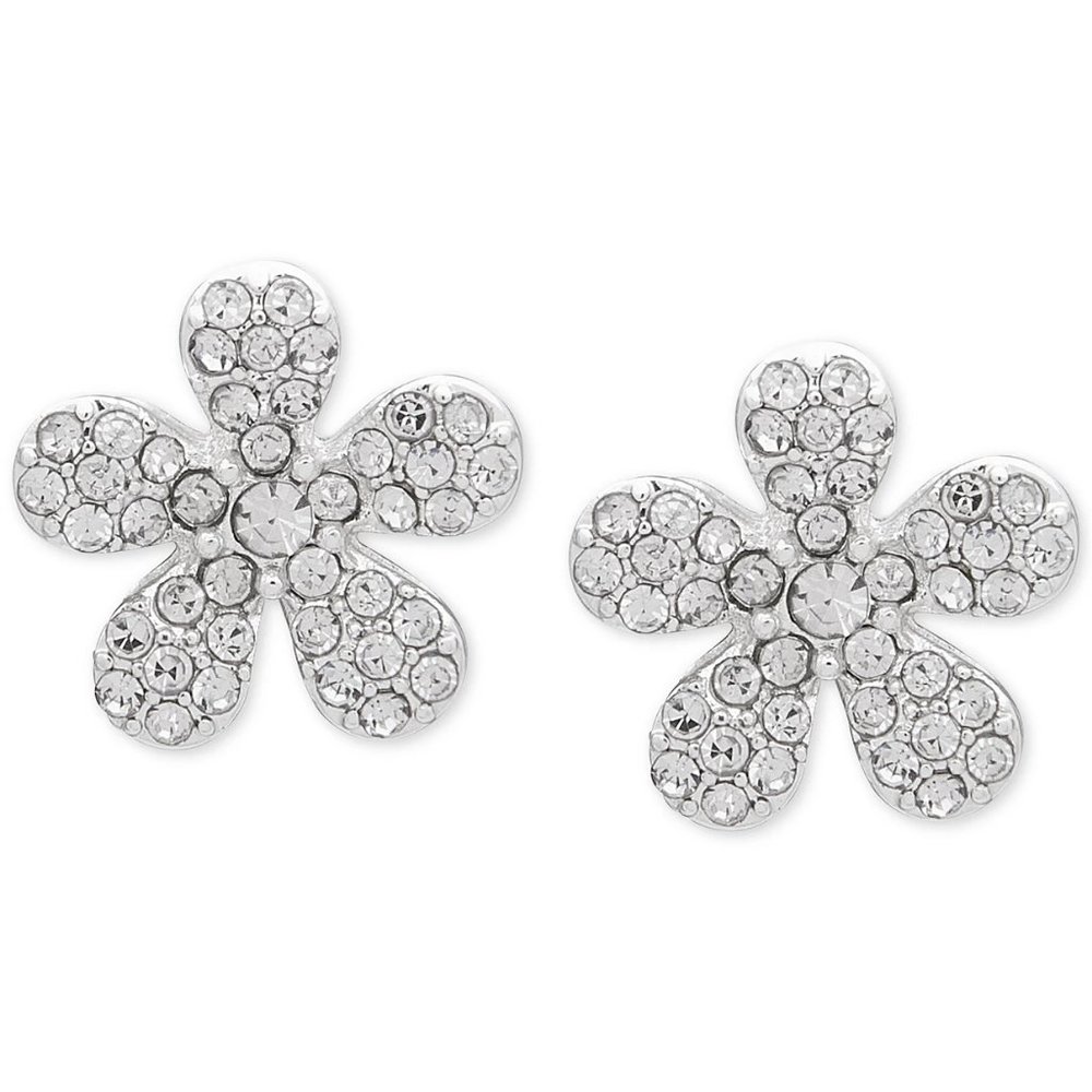 Pavé Flower Button Earrings
